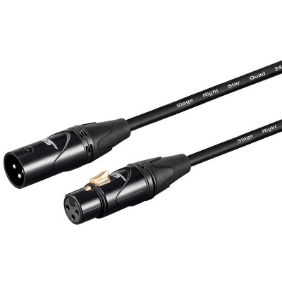 Monoprice Starquad XLR Microphone Cable - 25 Feet - Black | XLR-M to XLR-F, 24AWG, Optimized for Analog Audio - Gold Contacts - Stage Right Series