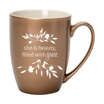Elanze Designs She Is Beauty Filled With Grace Bronze 10 ounce New Bone China Coffee Cup Mug