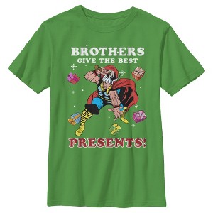 Boy's Marvel Christmas Brothers Give Best Thor Presents T-Shirt - 1 of 3