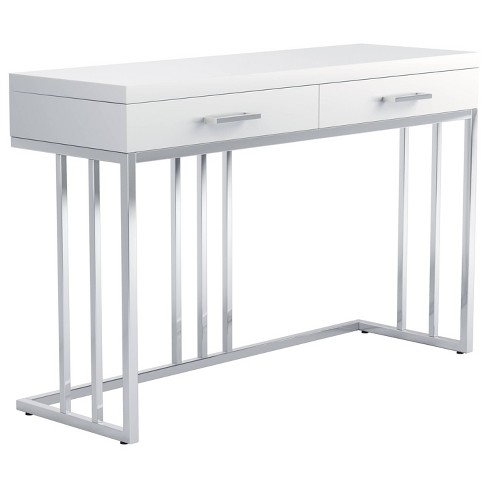 White and chrome 2024 console table