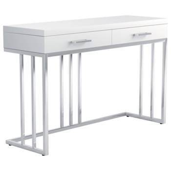 Dalya 2 Drawer Console Sofa Table White High Gloss/Chrome - Coaster