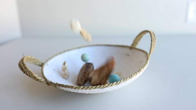 Handled Woven White Decorative Bowl Seagrass & Rope - Foreside Home & Garden, 2 of 9, play video