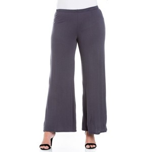 24seven Comfort Apparel Women's Plus Women's Plus Wide-leg Palazzo Pants - 1 of 4