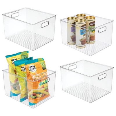 iDesign Plastic Storage Bin with Handles - Set of 4 - Clear - Made in USA