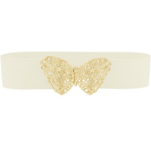 INSPIRE CHIC Women's Gold Butterfly Stretchy Vintage Elegant Elastic Waistband Belts 1 Pc - 1 of 4