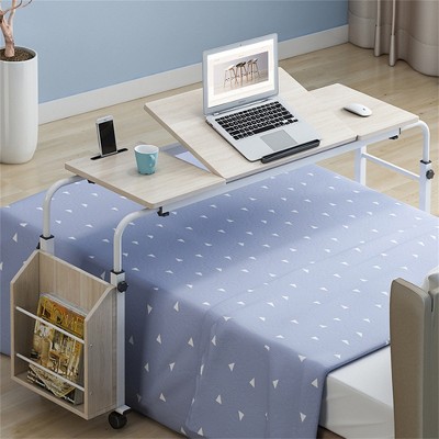 Portable Mobile Liftable Laptop Desk With Wheels, Cart Table Over The Bed Table, Adjustable Height Mobile Stand Up Desk