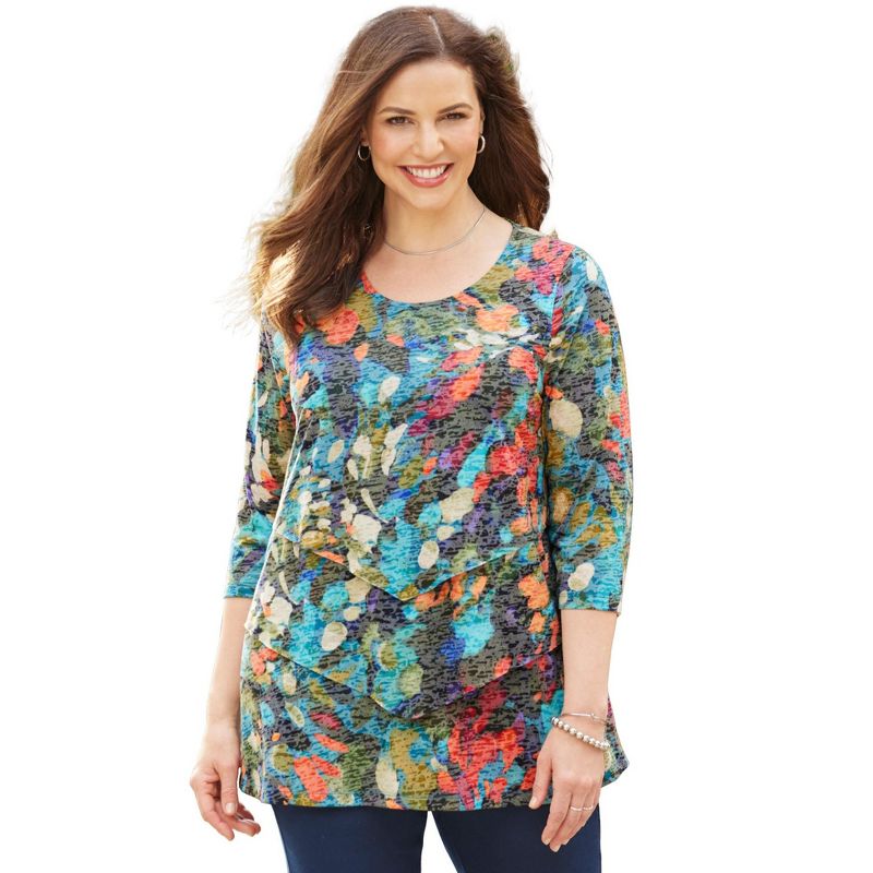 Catherines Women's Plus Size Poetry Tiered Tee, 1 of 2