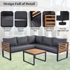 4-Pieces Outdoor Iron L-Shaped Sectional Sofa Set with Coffee Table and Soft Cushion - 2 of 4