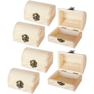 Juvale 6 Pack Unfinished Wood Jewelry Box 2.8" x 3.9" x 2.4", DIY Jewelry Box with Hinged Lid and Front Clasp for Art, Crafts - 1 of 3