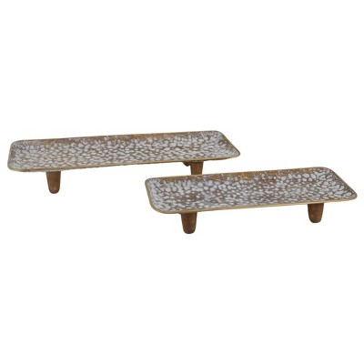Transpac Metal Gold Footed Trays Set of 2 Home Decorations Spring