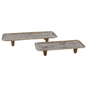Transpac Metal Gold Footed Trays Set of 2 Home Decorations Spring - 1 of 1