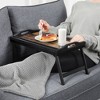 Bed Tray Table with Bamboo Folding Legs, Sofa Breakfast Tray, Serving Tray, Rustic Dark Brown - 2 of 4