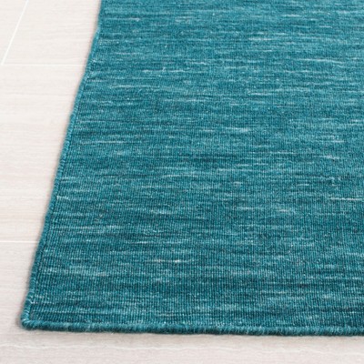 Dark Green 8' x 10' Handmade Wool and Cotton Area Rug