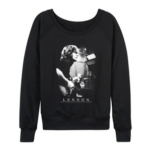 Women's - John Lennon - Lennon Guitar Lightweight French Terry Wide Neck Long Sleeve Graphic Shirt - 1 of 4