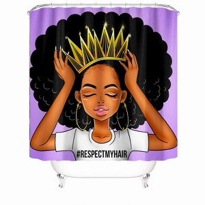 Crown Explosion Head Girl Shower Curtains for Bathroom Waterproof Fabric Bath Curtain Durable Soft Stylish Bathroom Decor 72x72 Inch - 1 of 1