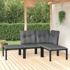 vidaXL Patio Lounge Set Sofa for Garden Lawn Black and Gray Poly Rattan - 2 of 4