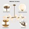 Ludomide Gold Dining Room Chandelier, Mid Century Modern, White Glass Globe Lampshade, Linear Pendant Lighting Fixture for Living Room, 16 Lights. - 4 of 4