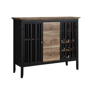 Royal Hampton 47 Inch Sideboard Buffet, 3 Drawers, Antique Oak Brown and Black - 1 of 4
