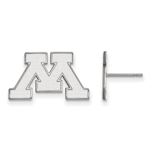 Black Bow Jewelry 10k White Gold Minnesota Golden Gophers NCAA Post Earrings - 1 of 3