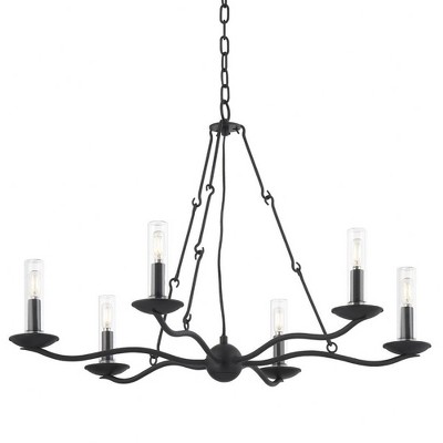 Troy Lighting Sawyer 6 - Light Chandelier in  Forged Iron Clear Shade