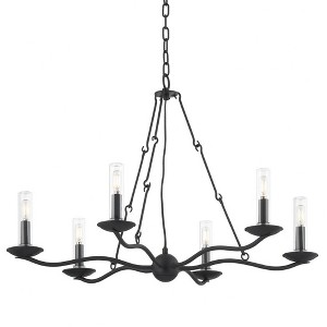 Troy Lighting Sawyer 6 - Light Chandelier in  Forged Iron Clear Shade - 1 of 1
