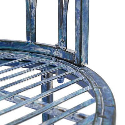 Antique Blue Iron Victorian Kissing Garden Bench