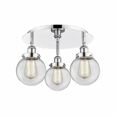Beacon - 3 Light Flush Mount In Art Deco Style-9.63 Inches Tall and 17.75 Inches Wide