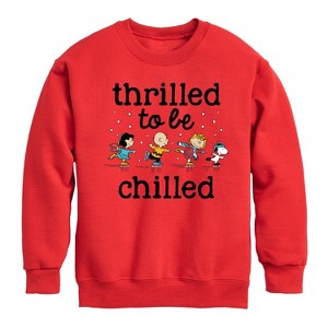 Boys' - Peanuts - Snoopy and Friends Thrilled To Be Chilled Graphic Long Sleeve Fleece Sweatshirt - 1 of 4