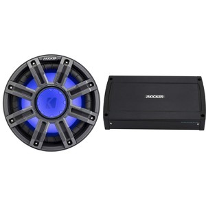 Kicker 51MWE104 - MWE 10-Inch Premium Marine Subwoofer (Enclosure) 4-ohm & 48KXMA9005 Marine Amp Bundle - 1 of 4