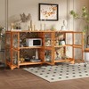 Famapy 78.7“W Buffet Kitchen Storage Cabinet with Glass Doors & Floral Wood Backing - 4 of 4