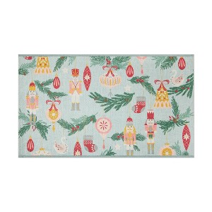 20"x34" Holiday Ornament Variety Scatter Rug Green - 1 of 4