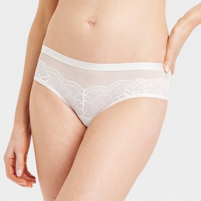 Women's Lace And Mesh Cheeky Underwear - Auden™ Off-white M : Target