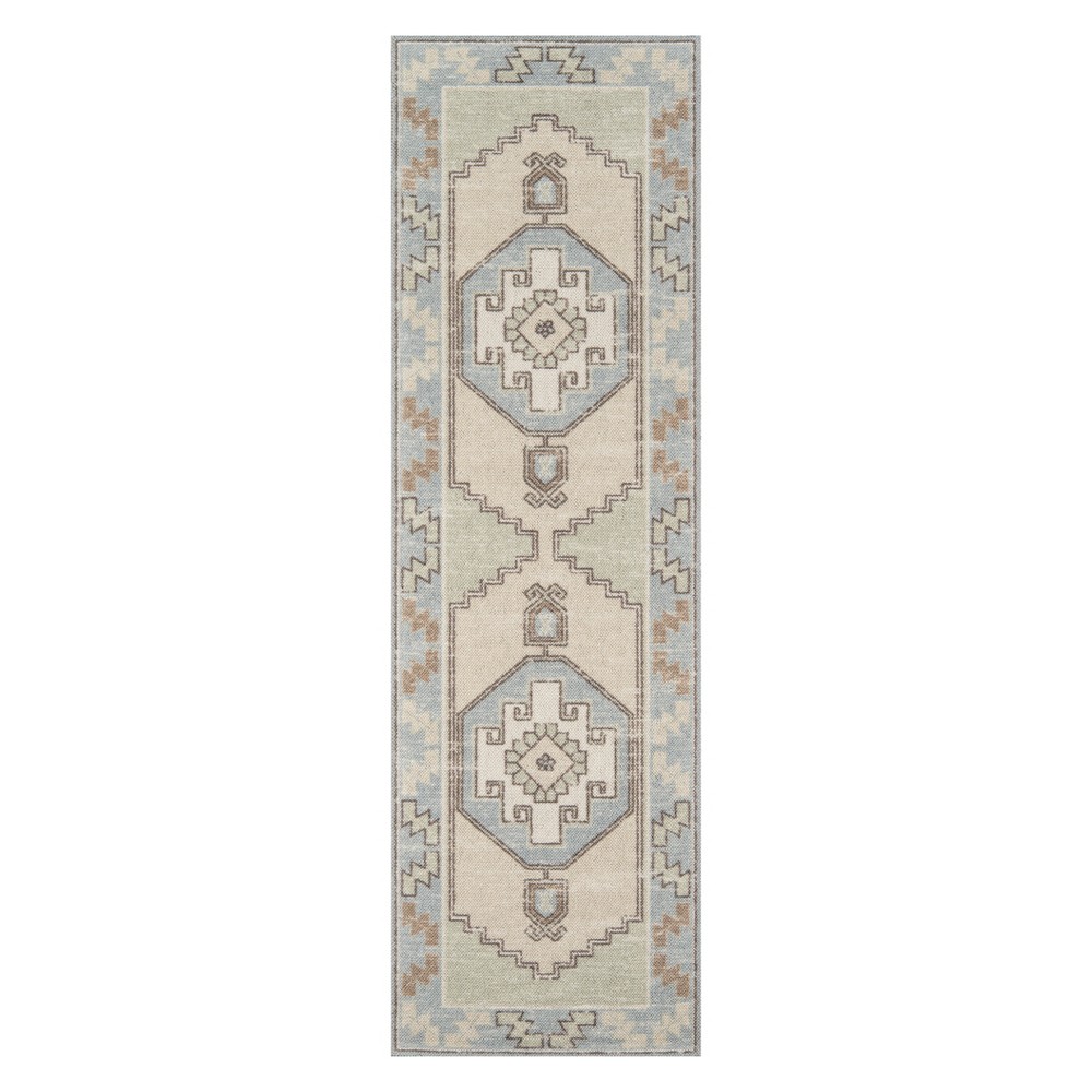  Medallion Loomed Runner Light Blue