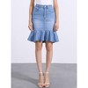 INSPIRE CHIC Women's High Waist Ruffled Hem Bodycon Fishtails Denim Midi Skirt - 4 of 4