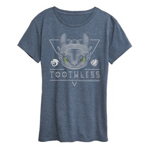 Women's - How to Train Your Dragon - Toothless Line Art Short Sleeve Graphic T-Shirt - 1 of 4