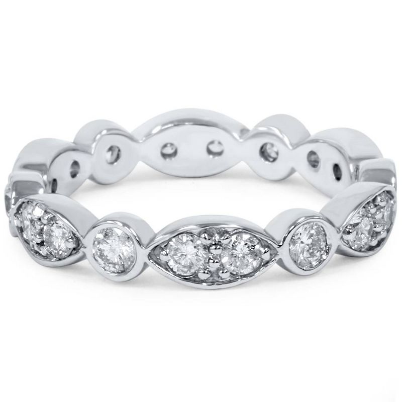 Pompeii3 1ct Diamond Stackable Wedding Eternity Anniversary Ring Band 14K White 7 - Size 7, 3 of 6