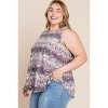 Slickblue Women's Plus Size Sleeveless Tunic Tank, Animal Tie Dye Print, Side Curved Hem, Grey/Coral, Size 1XL-3XL - 4 of 4