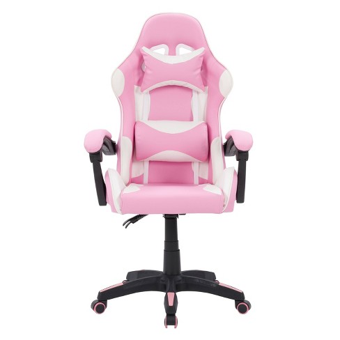 Gamer Gear Gaming Office Chair with Extendable Leg Rest, White and Black  Fabric Upholstery 