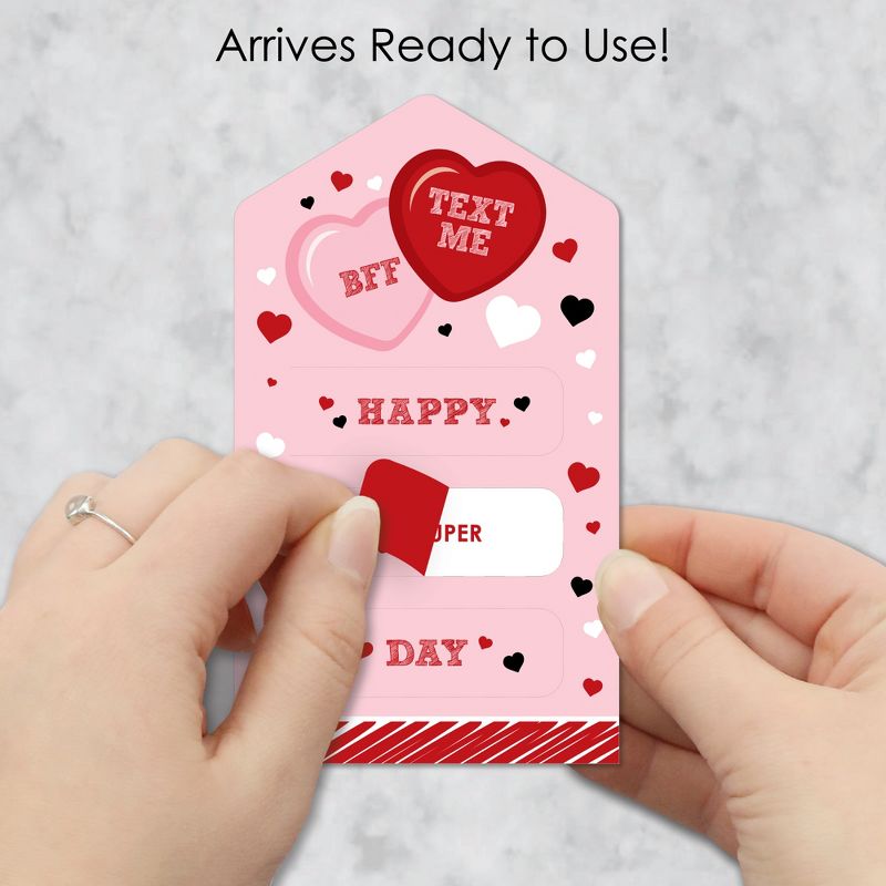 Big Dot of Happiness Conversation Hearts - Valentine's Day Cards for Kids - Happy Valentine's Day Pull Tabs - Set of 12, 3 of 8