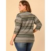 Agnes Orinda Women's Plus Size Comfy Knit 3/4 Sleeve V Neck Stripe Boho Casual Blouse - 4 of 4