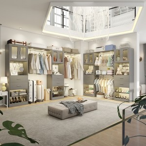 Besiost Set of Two 80"-120"W Closet System with Door and Wooden Drawers - 1 of 4