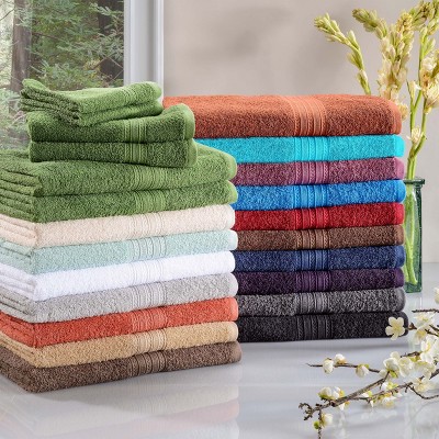 Eco-Friendly Cranberry Cotton 12-Piece Bathroom Towel Set