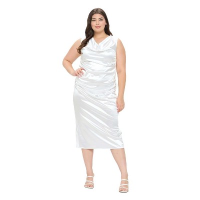 L I V D Women's Topanga Satin Stretch Cowl Dress