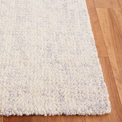 Light Grey and Ivory Abstract Tufted Wool 8' x 10' Rug