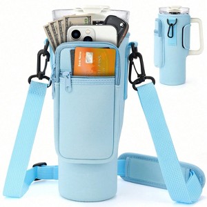 BABYYER Water Bottle Carrier Bag with Phone Pocket for Stanley 40oz Tumbler Neoprene Water Bottle Holder Pouch - 1 of 4