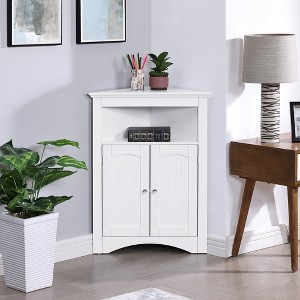 Corner Storage Cabinet With 2 Doors Corner Freestanding Floor Cabinet For Home Kitchen Living Room Bedroom - 1 of 4