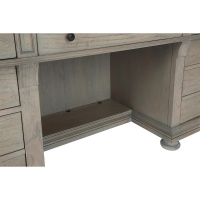 Gray Wood Executive Desk with Filing Cabinet and Drawers