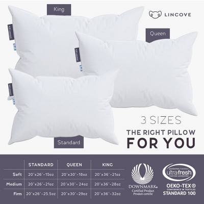 Lincove Cloud White Down Luxury Sleeping Pillow with Cotton Shell