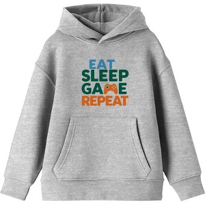 "Eat, Sleep, Game, Repeat" Youth Long Sleeve Hoodie - 1 of 2