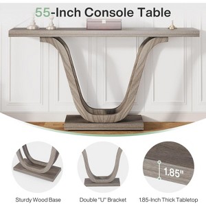 Gulches Farmhouse 55" Console Sofa Hallway Table, Wood, U-Shaped Legs, Light Grey - 1 of 4